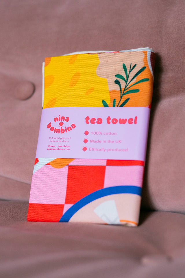 Cheese And Wine Tea Towel