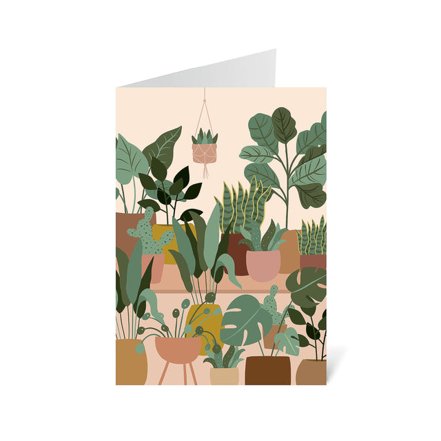 Bench Plants Greenery Neutrals Greeting Card