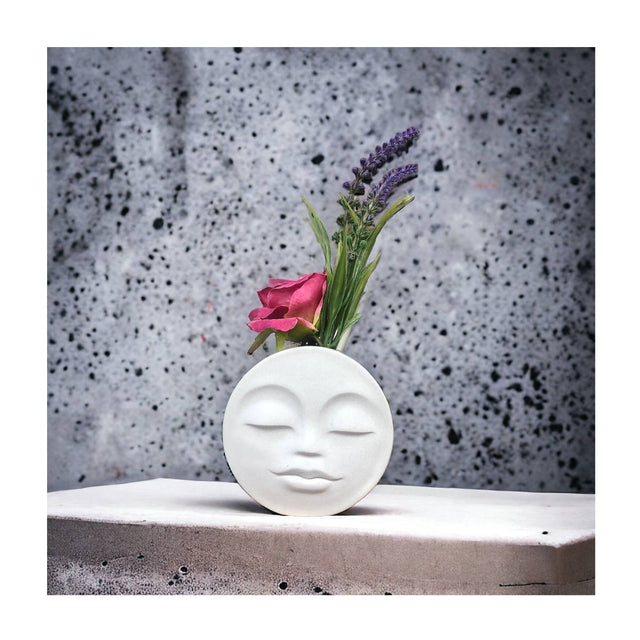 Handmade Jesmonite Standing Face Vase