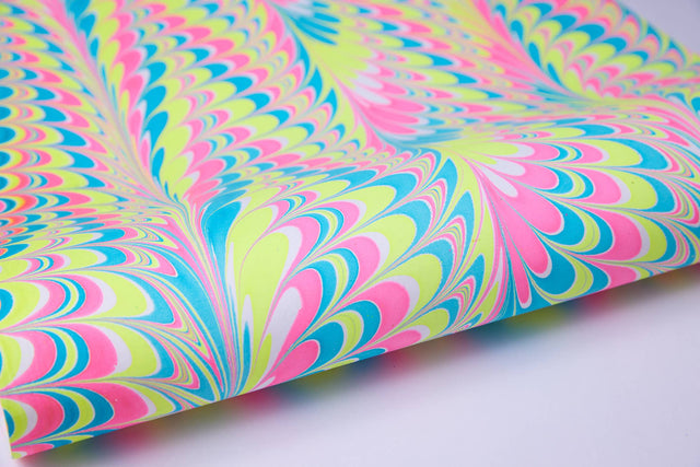 Hand Marbled Gift Bag - Neon