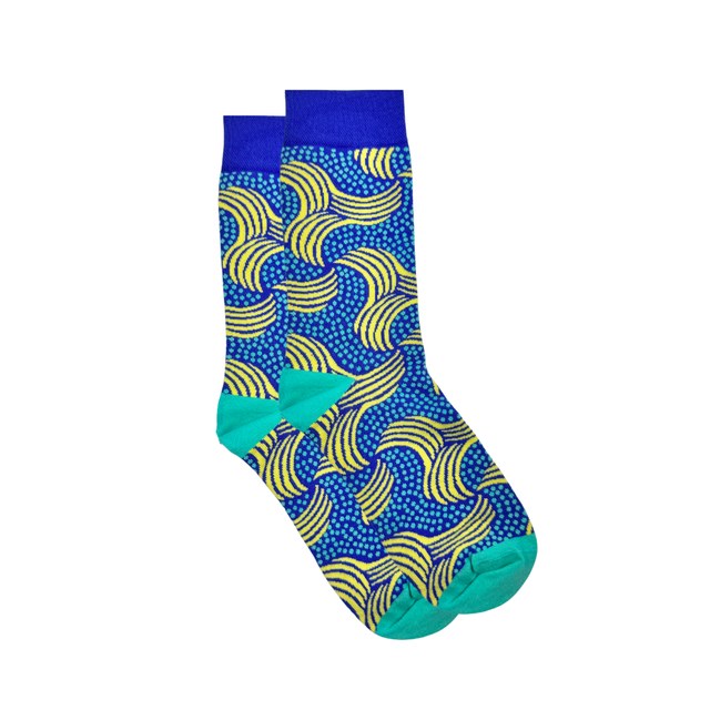 Afropop Socks (No tariff fee) - Plantain Blue Socks: L/XL