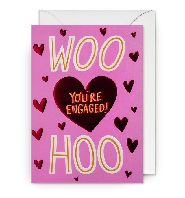Woo Hoo Love Hearts Engagement Card