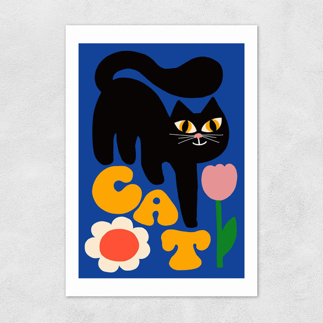 Cat And Tulip Art Print