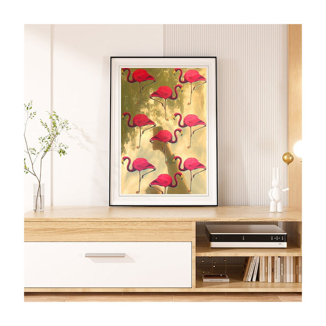 Metallic Flamingo Repeat Art Print