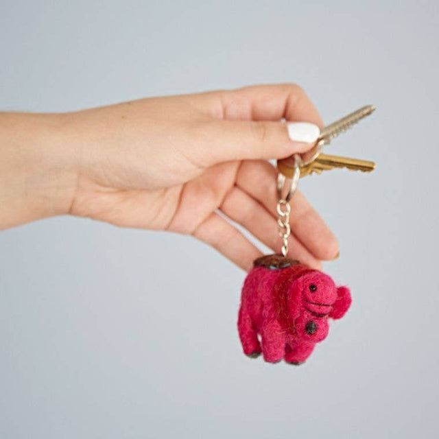 The Paper High Gift Company Limited - Felt Elephant Keyring - Handmade