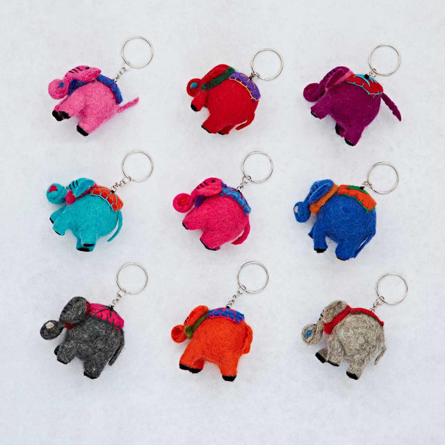 The Paper High Gift Company Limited - Felt Elephant Keyring - Handmade