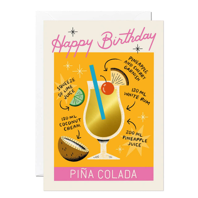 Cocktail Birthday Card – Pina Colada
