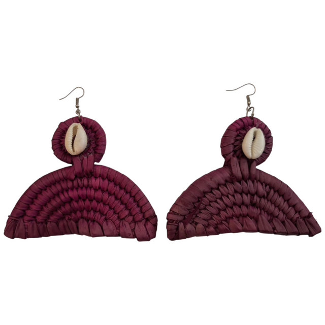 Cowrie Raffia Earrings