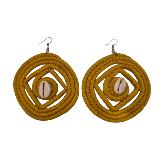 Cowrie Raffia Earrings