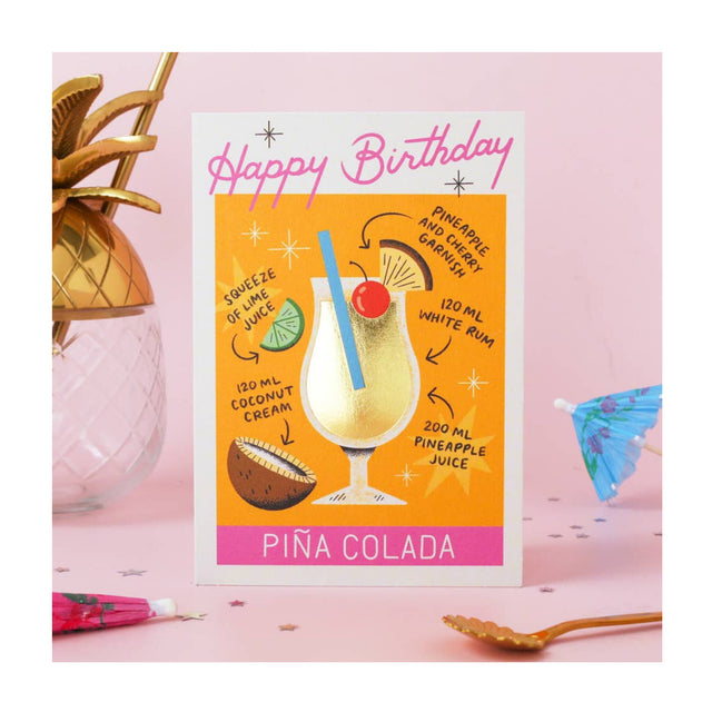 Cocktail Birthday Card – Pina Colada