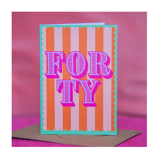 Striped 40th Birthday Card