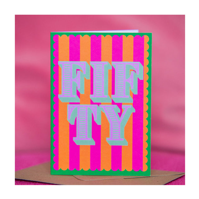 Stripes 50th Birthday Card
