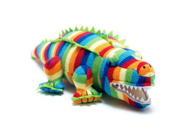 Knitted Stripe Crocodile Toy