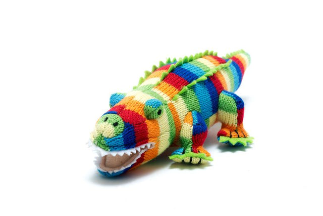 Knitted Stripe Crocodile Rattle Toy