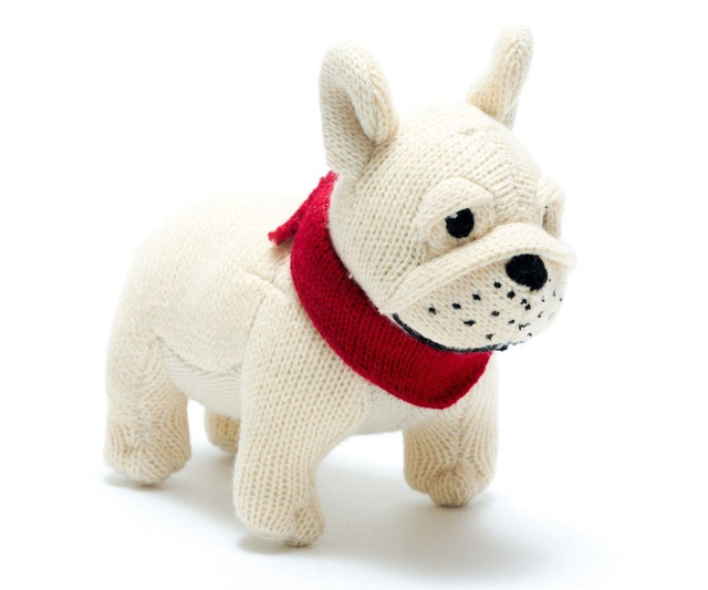 Knitted French Bull Dog Rattle