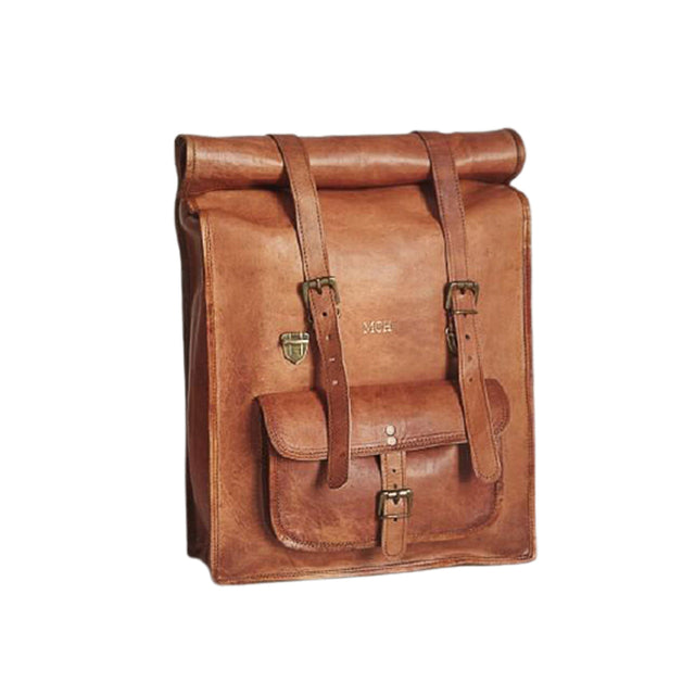 Large Leather Roll Top Backpack