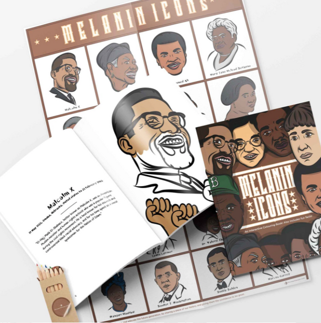 Melanin Icons Colouring Book, Poster and Pencils