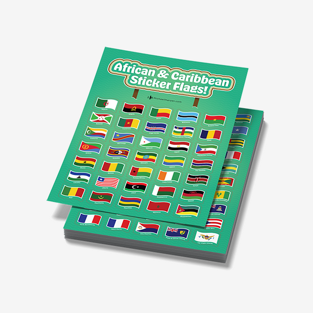 African and Caribbean Maps, Sticker Flags and Fun Facts