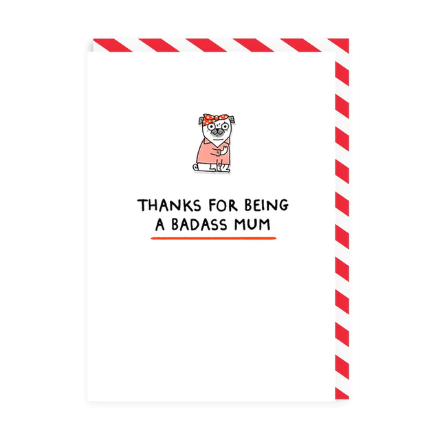 Badass Mum Enamel Pin Card