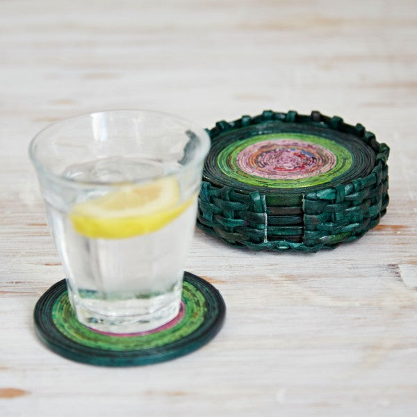 Set Of Recycled Newspaper Coasters